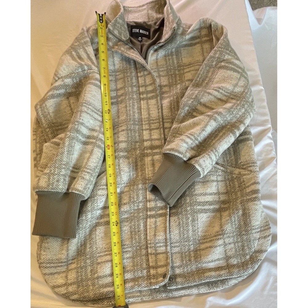 Steve Madden Women's Gray Plaid Collared Zip/Snap Jacket w/ Pockets M - Picture 4 of 13
